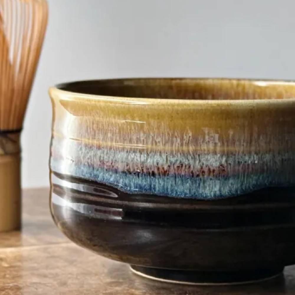 Hasami Porcelain Matchawan Lightweight Black & Brown Matcha Tea Bowl