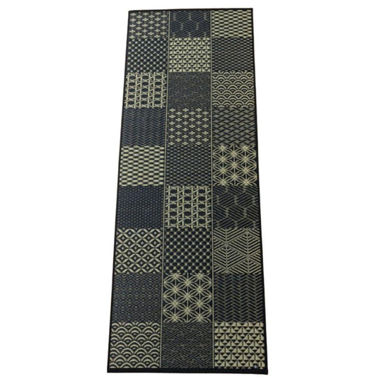 Ikehiko Tatami Yoga Mat Sumiiro Black Edo Komon Pattern 190cm