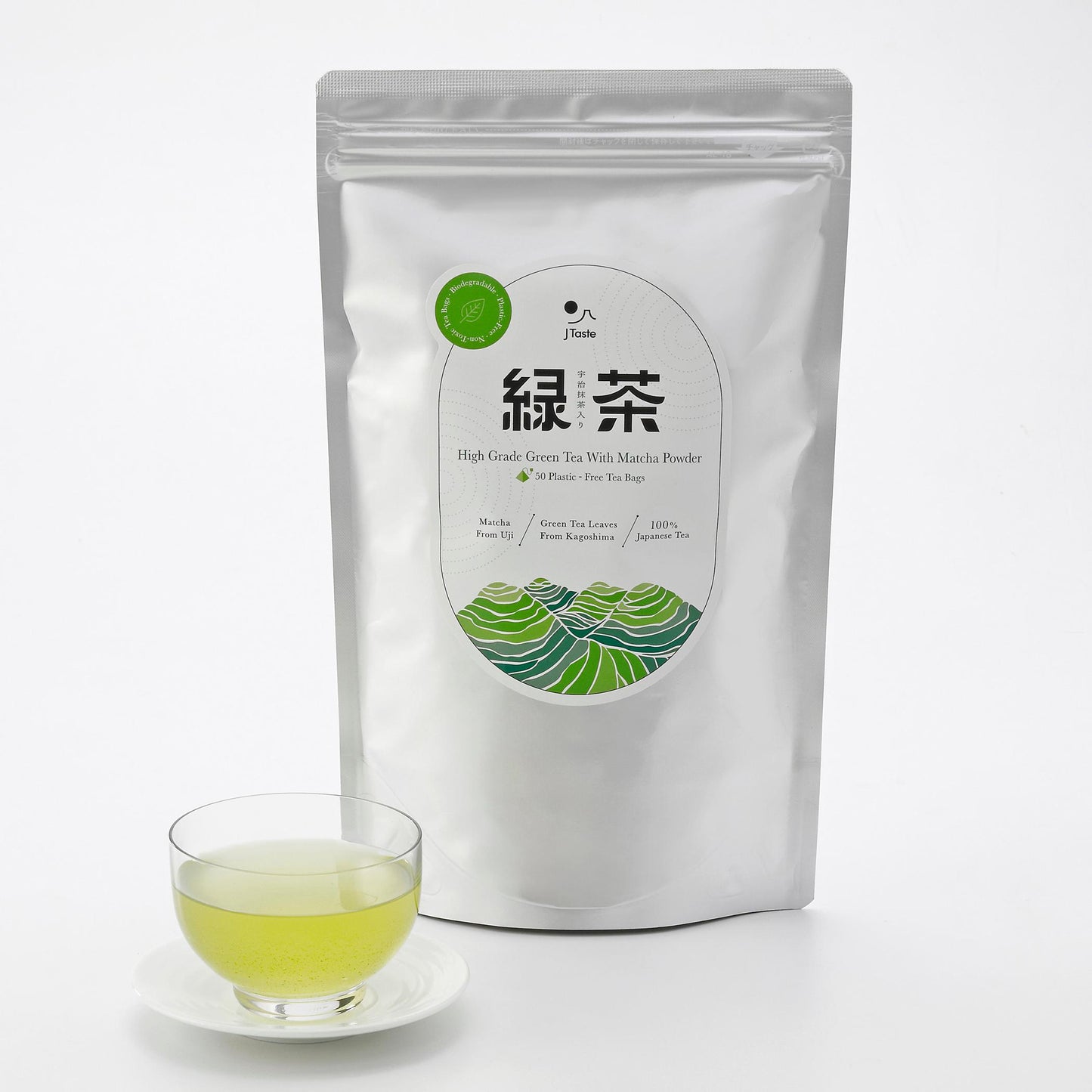 J Taste High Grade Green Tea With Matcha Biodegradable Tea Bags 50 ct.