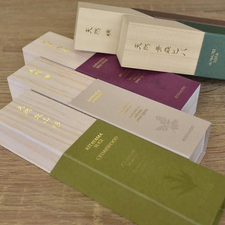 Kousaido All Natural White Camphor Incense in Wooden Box 20 Sticks
