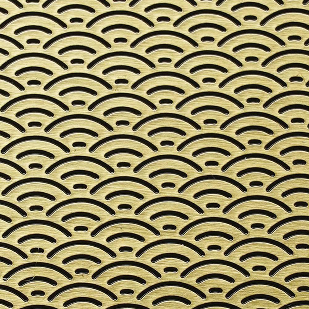 Luxury Brass Coaster Japanese Design Seigaiha Wave Pattern φ8.6cm